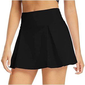 Athleta Women Black Golf Tennis Mini Skirt High Waisted Skorts Pleated Skirts Sz